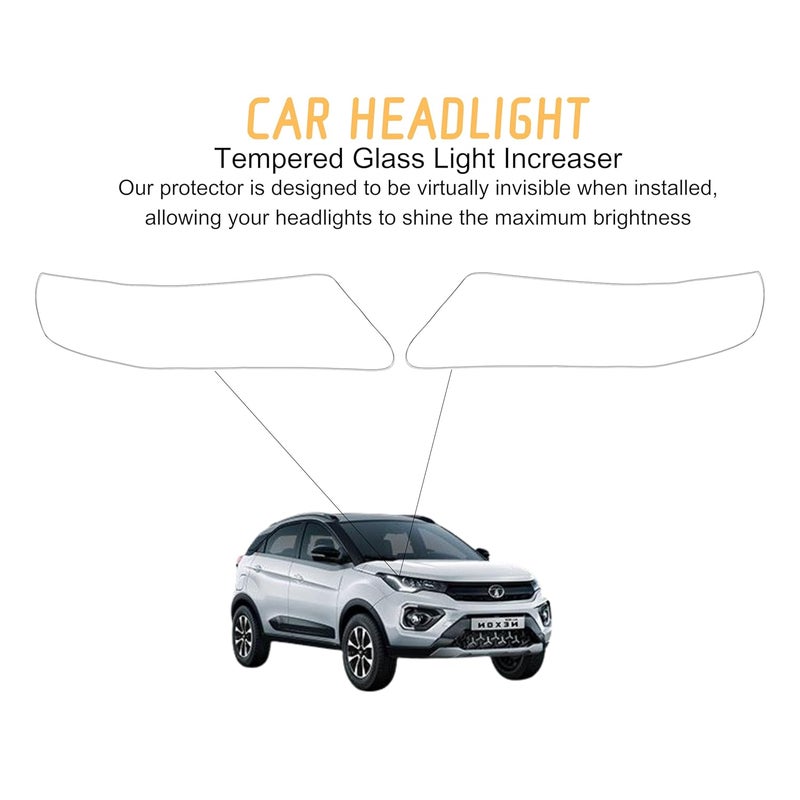 10H2 Self Adhesive Car Headlight Tempered Glass | Headlight Protector | Scratch Resistant | DIY | UV Protection | Weather-Resistant | Gloss Finish |Compatible with Tata New/Old Car (Nexon 1st Gen) - Image 2