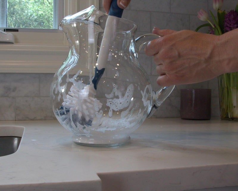 Unger 16 Flexible Glass and Bottle Scrub Brush ExtraLong NonScratch Cleaning Scrubber for Water Bottles Travel and Coffee Mugs Pitchers Vases Decanters Glassware - Image 2