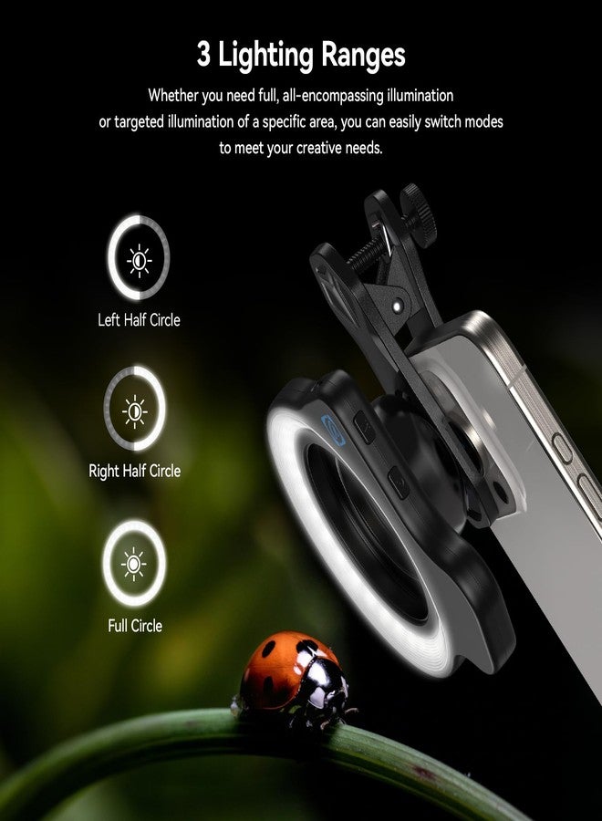 APEXEL 37mm 52mm Thread Macro Lens Fill Light, Portable Camera Lens Ring Light with High Power 32 LED/CRI 95+/45 Light Modes for APEXEL HD 100MM SLR Macro Lens Attachments - Image 2