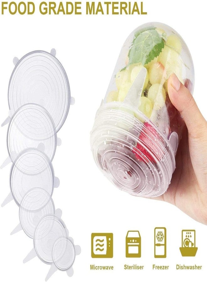 Carrot - Elastic Silicone Lids, Reusable Plastic Wrap, Alternative for Storage Pails and Containers lids, Set of 6 Different Sizes, to Keep Food Fresh (White Color - Pack of 6) - Image 2