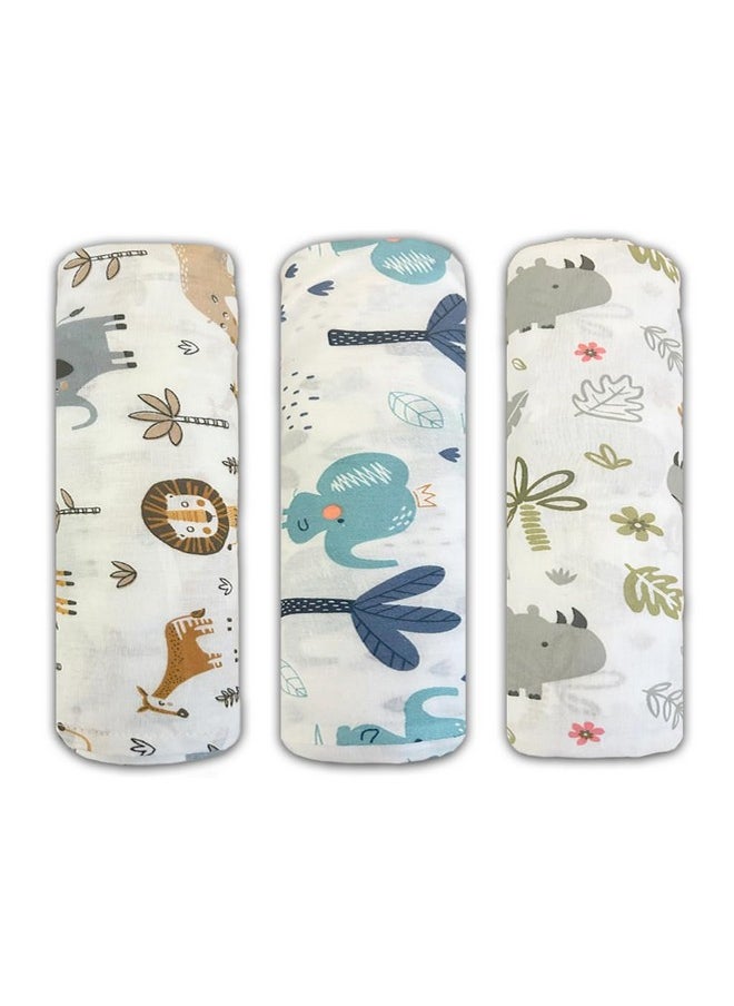 Trance Home Linen Super Ultra Soft 100% Cotton Malmal Baby Swaddle Cloth | Sheets Baby Wrap For New Born Babies Essential | New Born Receiving Blankets Swaddles (100X100 Cm, Baby Pug Set 3)  - Image 1