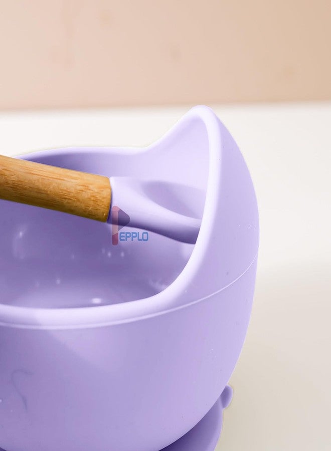 pepplo Silicone Baby Bowls with Suction Stay Put Silicone Food Bowl for Babies Kids Toddlers Infants Baby Led Weaning Spoon Baby Utensils Baby Self-Feeding Bowls with Spoon (Purple) - Image 3