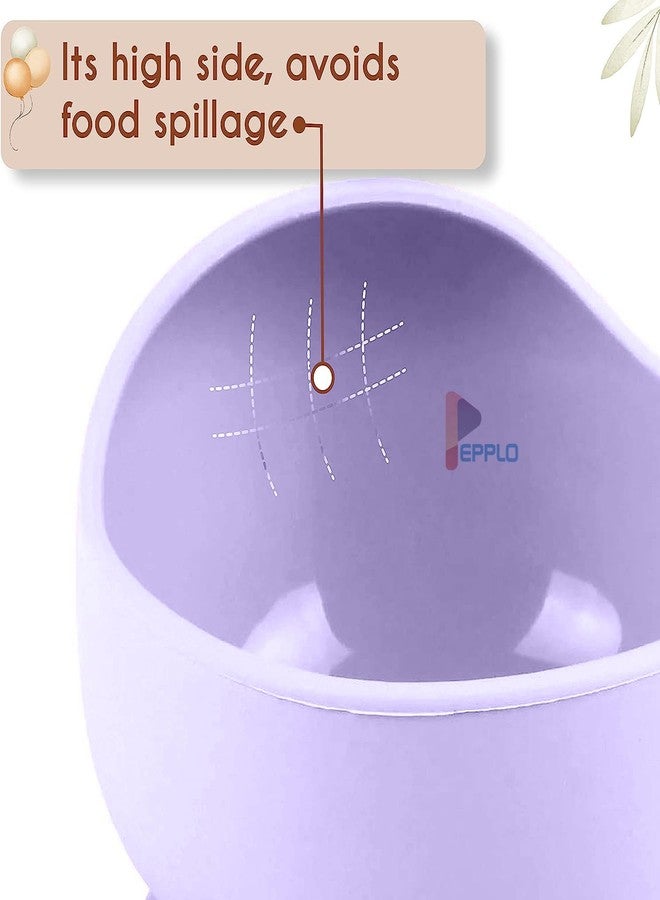 pepplo Silicone Baby Bowls with Suction Stay Put Silicone Food Bowl for Babies Kids Toddlers Infants Baby Led Weaning Spoon Baby Utensils Baby Self-Feeding Bowls with Spoon (Purple) - Image 5