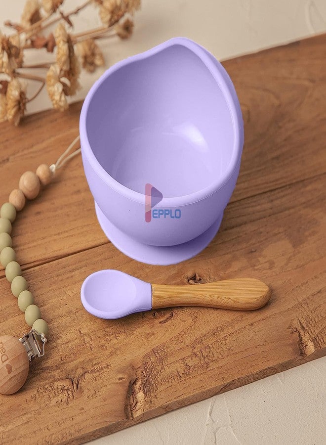 pepplo Silicone Baby Bowls with Suction Stay Put Silicone Food Bowl for Babies Kids Toddlers Infants Baby Led Weaning Spoon Baby Utensils Baby Self-Feeding Bowls with Spoon (Purple) - Image 4