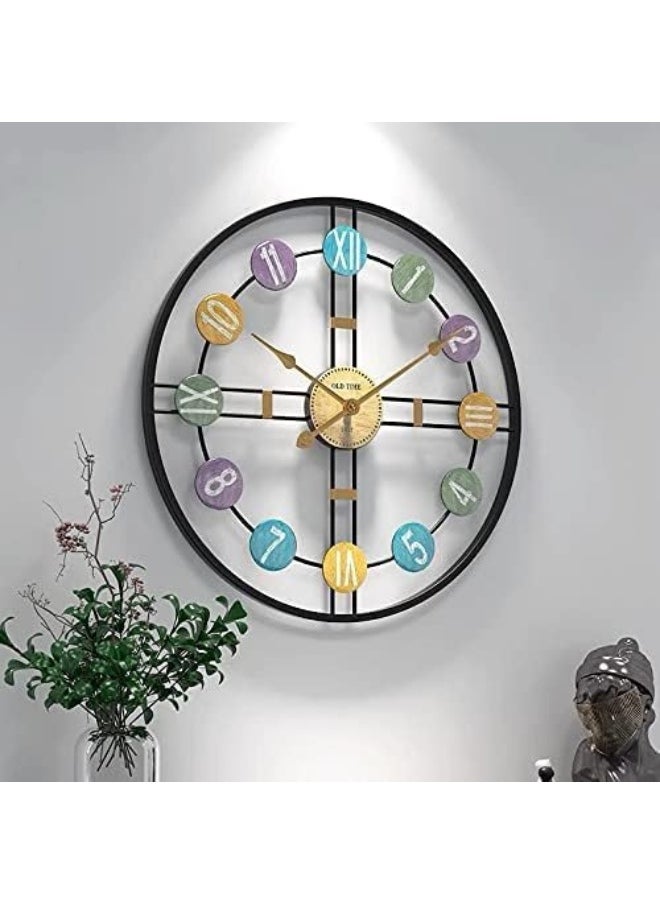 Decorhills - Colorful Decoration Metal Wall Clock 50cm – Silent Non-Ticking, Multicolor Modern Design – Perfect for Living Room, Bedroom, Office & Cafe Decor (1 PC) - Image 1