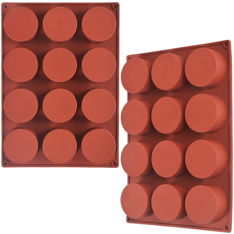 Newk Cylinder Silicone Mold 2 Packs 12Cavity Round Cylinder for Cake Pops Soap Chocolate Cookie Bath Bomb Cheesecake Chocolate Cover - Image 2
