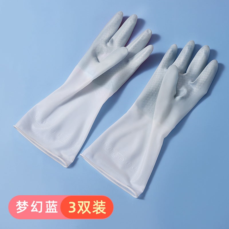 Washing Gloves Womens Kitchen Rubber Household Latex Durable Washing Clothes Waterproof Non-Slip Rubber Household Cleaning Gloves Blue [3 pairs]] Blue [3 pairs]]