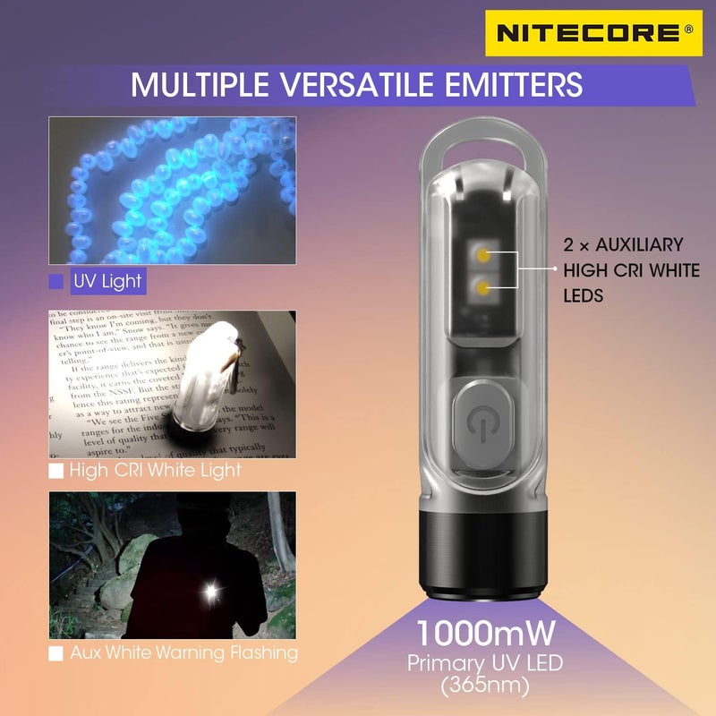 Nitecore Tiki UV 365nm Ultraviolet Keychain Flashlight USB-C Rechargeable EDC Light Tag - Image 2