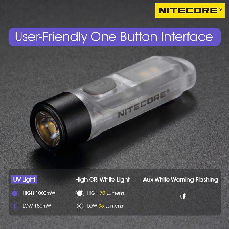 Nitecore Tiki UV 365nm Ultraviolet Keychain Flashlight USB-C Rechargeable EDC Light Tag - Image 4