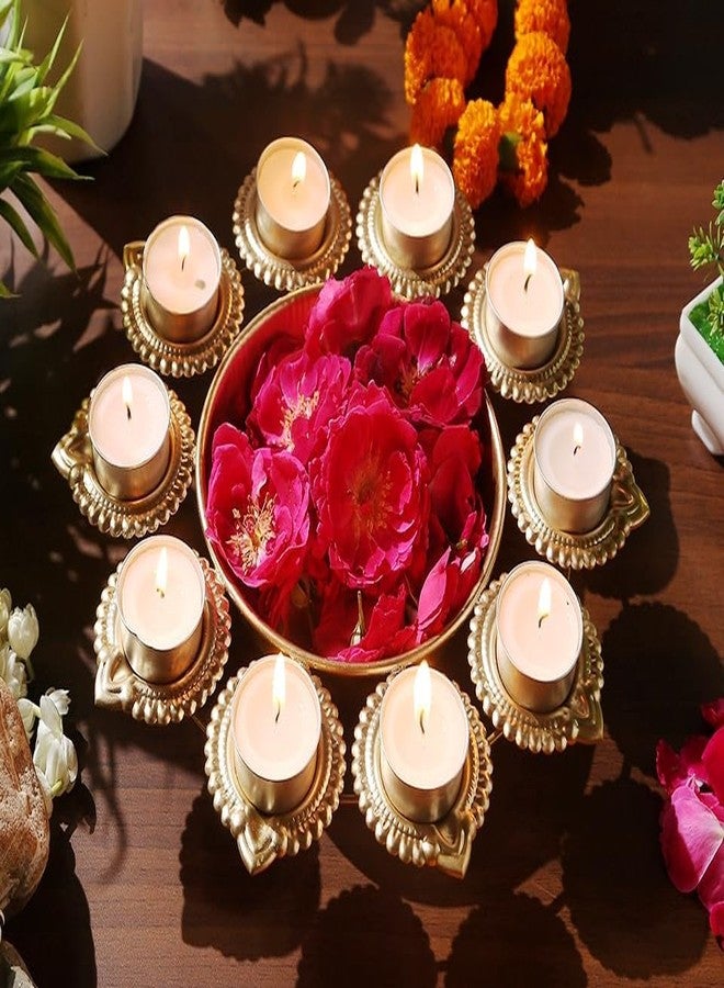 CRAZE CRAFTS Metal Decorative Metal Diya Traditional Diya Urli Tealight Holder Golden Bowl for Floating Flowers Home,Office Wedding Decor Size 10 Inches - Image 1