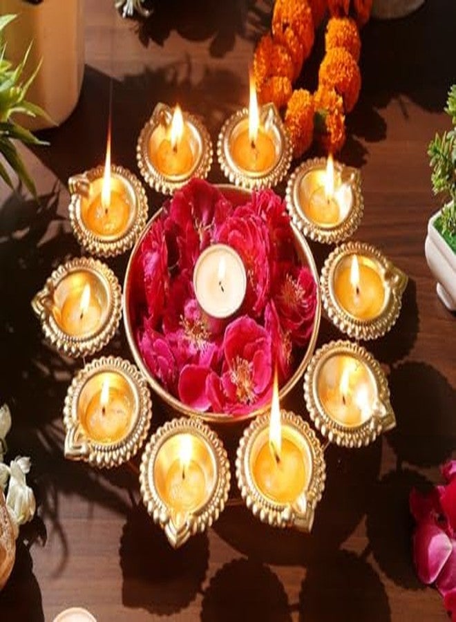 CRAZE CRAFTS Metal Decorative Metal Diya Traditional Diya Urli Tealight Holder Golden Bowl for Floating Flowers Home,Office Wedding Decor Size 10 Inches - Image 5