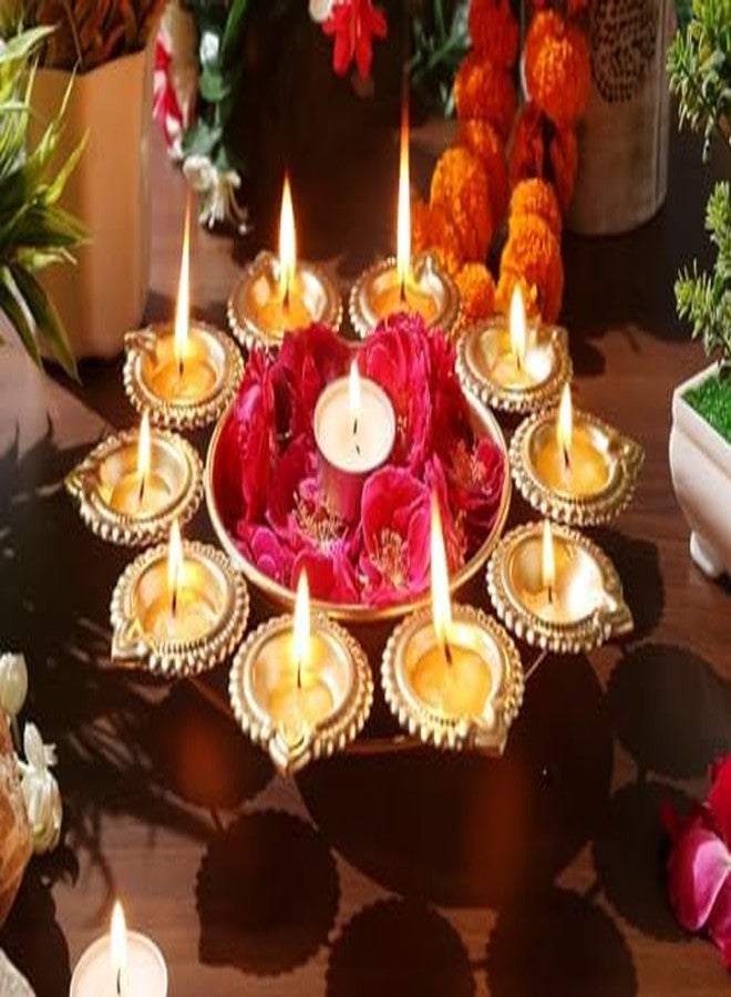 CRAZE CRAFTS Metal Decorative Metal Diya Traditional Diya Urli Tealight Holder Golden Bowl for Floating Flowers Home,Office Wedding Decor Size 10 Inches - Image 3