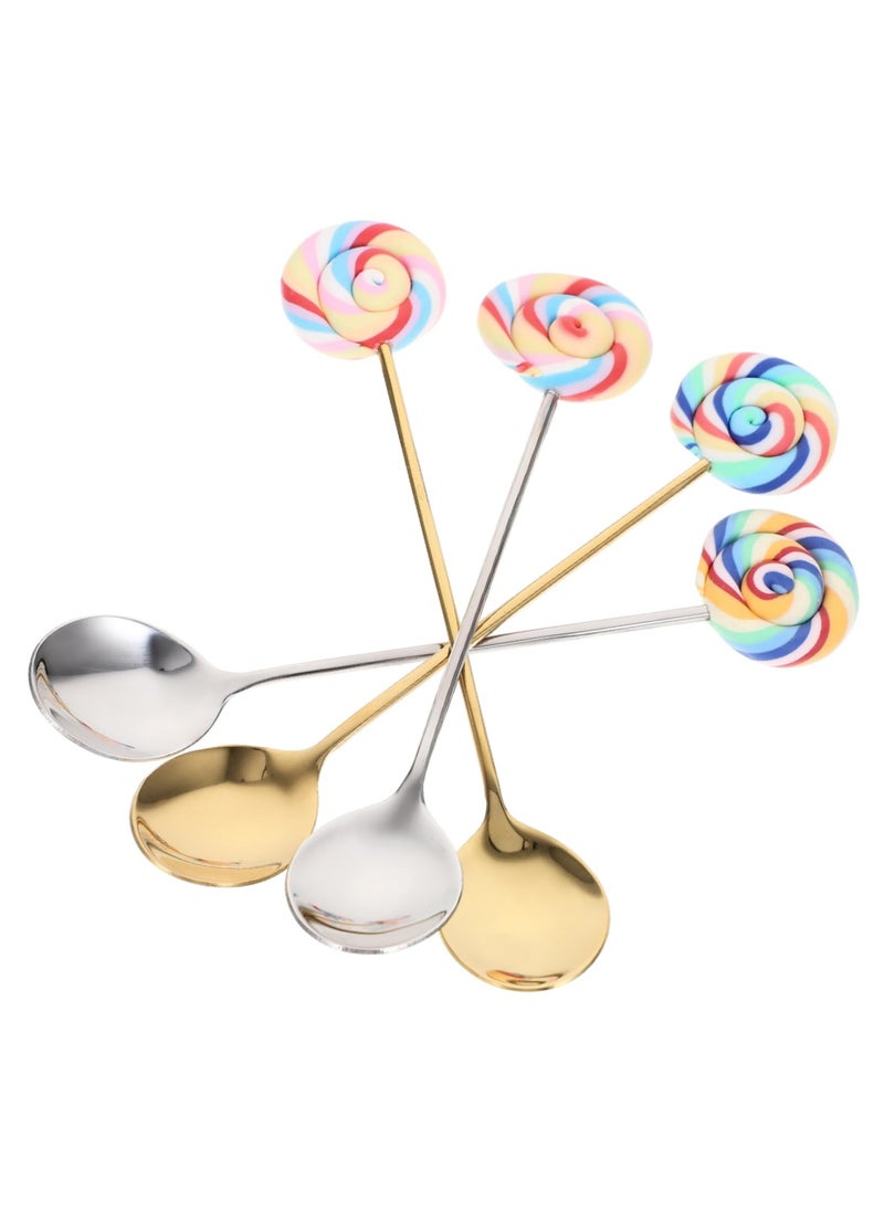 4Pcs lollipop coffee scoop, decorative coffee spoon, stainless steel spoon kitchen spoon stainless steel stirring spoon tea spoons cake spoon mixing spoon resin spoon fork Symphony - pzsku/Z73F57AE9BEF46C38651BZ/45/_/1695133834/5c14fbae-4c97-46ce-9238-b411721eb4cd