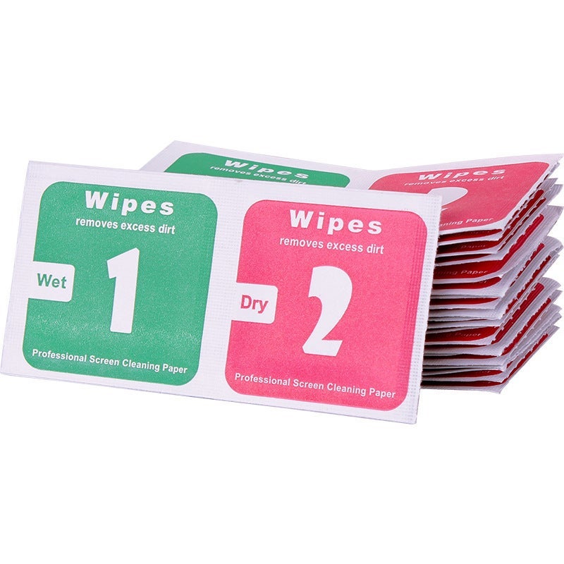 Tempered Glass Screen Protector Cleaning Wipes English Package 4*4 Two-pack (No.1)