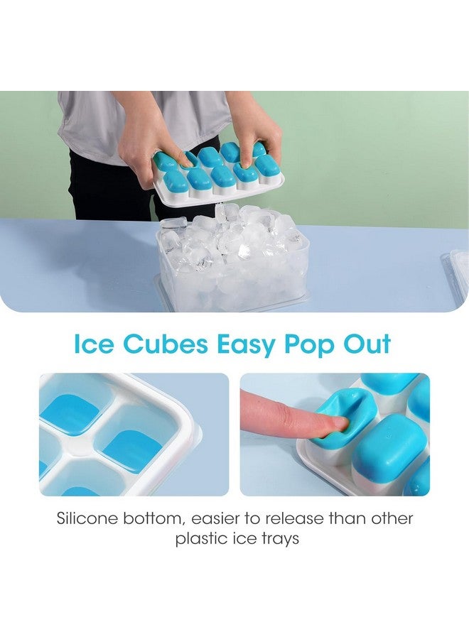 DOQAUS Ice Cube Tray with Lid and Bin, 4 Pack Silicone Plastic Ice Cubes Trays for Freezer with Box/Container, Stackable with Storage Iced Bucket Kits, Scoop, for Soup, Food, Cocktail, Coffee - Image 4