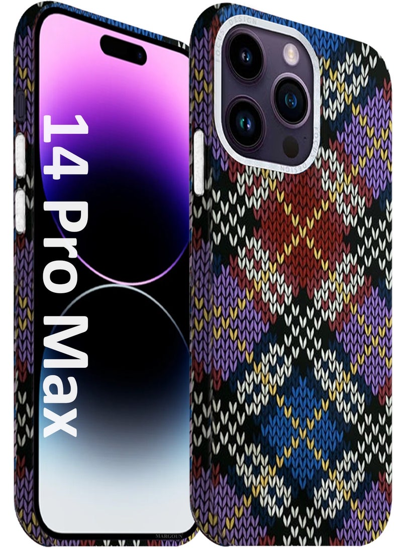 CATANES Ultra-Slim Woven Pattern Case Cover for iPhone 14 Pro Max - MagSafe Compatible - Lightweight Protective Back Case - Classic Argyle Design - Image 1