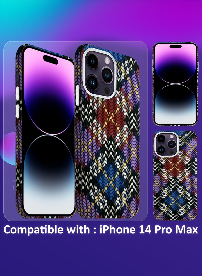 CATANES Ultra-Slim Woven Pattern Case Cover for iPhone 14 Pro Max - MagSafe Compatible - Lightweight Protective Back Case - Classic Argyle Design - Image 4