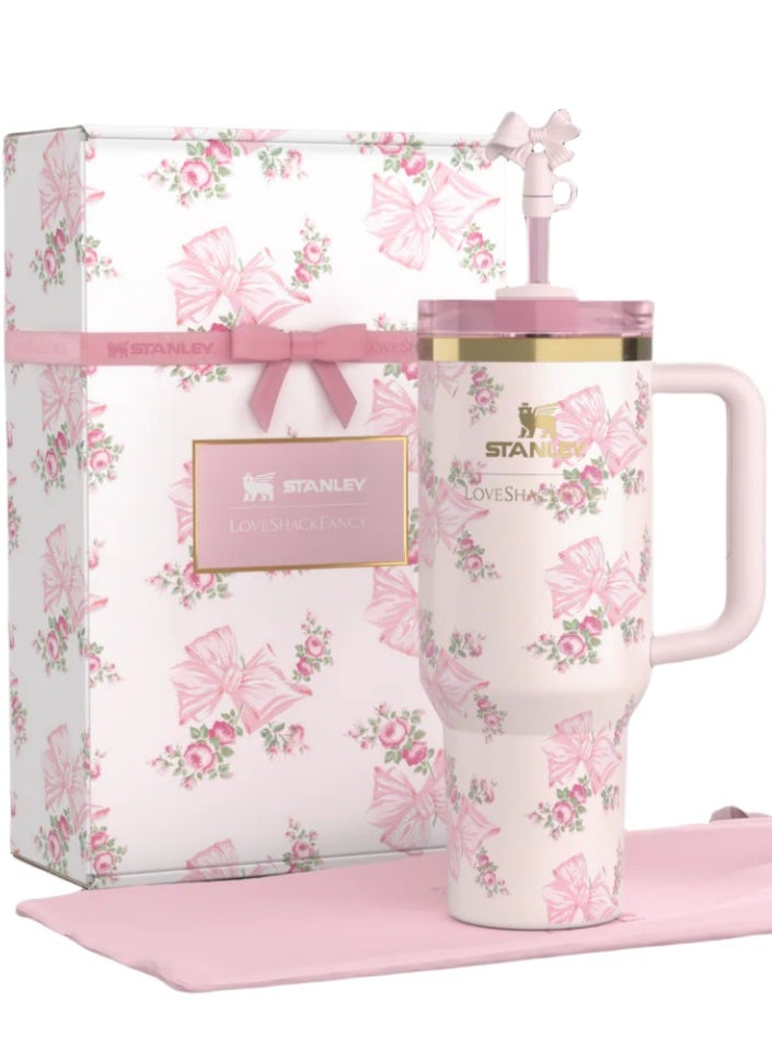 Stanley - Stanley X LoveShackFancy Holiday Quencher | 40 OZ Rosa Beaux Pink - Image 1