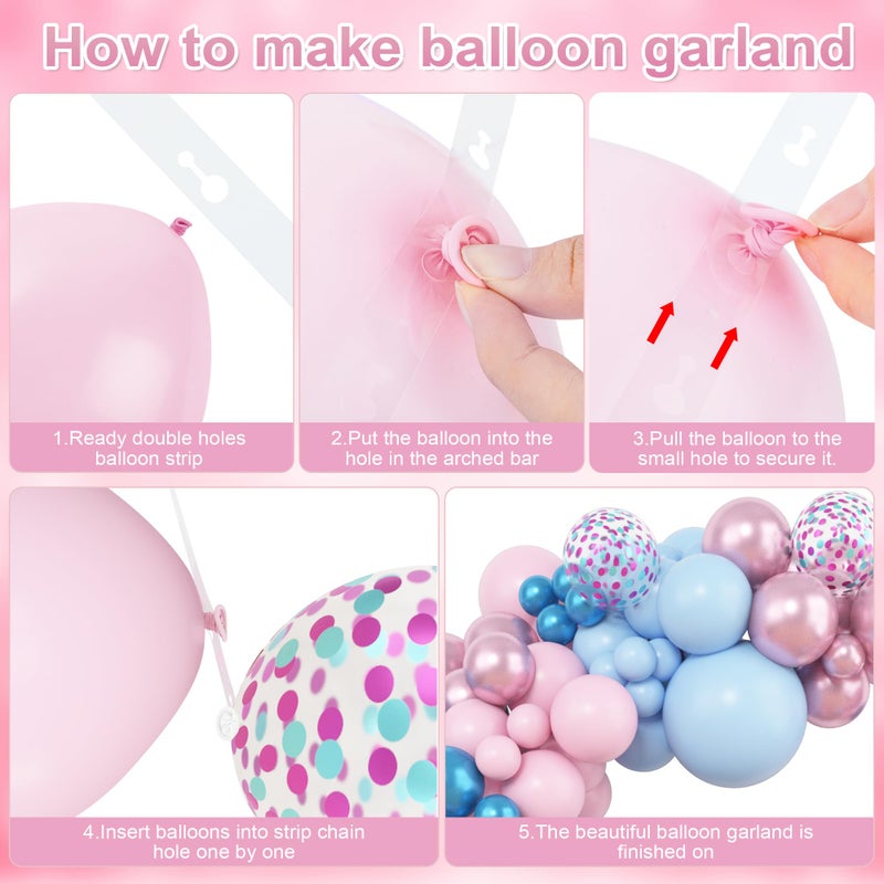 Amandir 153pcs Pink Blue Balloon Garland Arch Kit, Different Sizes 18 12 10 5 inch Metallic Pink Blue Latex Confetti Balloons for Boy Girl Gender Reveal Neutral Baby Shower Birthday Party Decoration - Image 5
