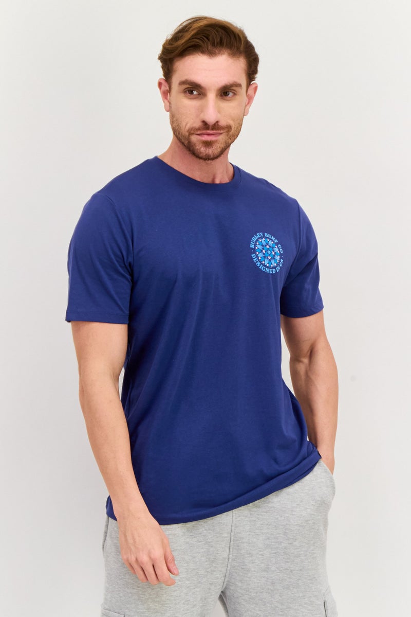 Hurley Men Sportswear Fit Short Sleeves Outdoor T-Shirt, Blue  - Image 1