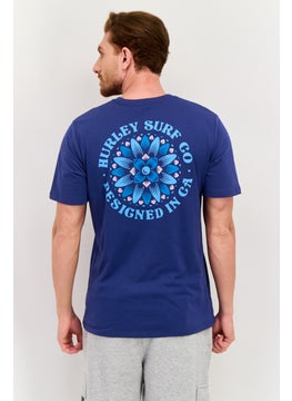 Hurley Men Sportswear Fit Short Sleeves Outdoor T-Shirt, Blue  - Image 4