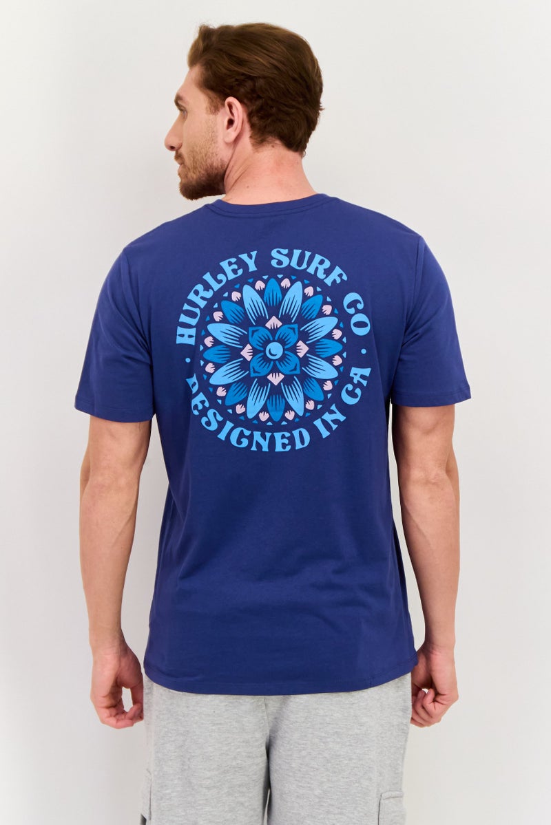 Hurley Men Sportswear Fit Short Sleeves Outdoor T-Shirt, Blue  - Image 4