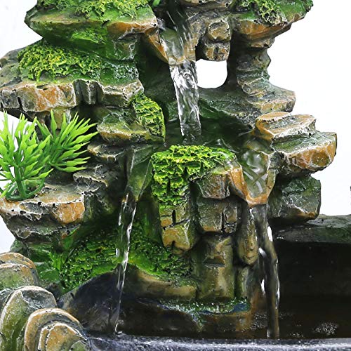 Xshelley Indoor Tabletop Fountains ， Rockery, Water, Waterfall, Plants, Desktop Fountain, atomizing humidifier Fountain, Home Office Desktop Decorations, Automatic Pump with Power Switch - Image 4