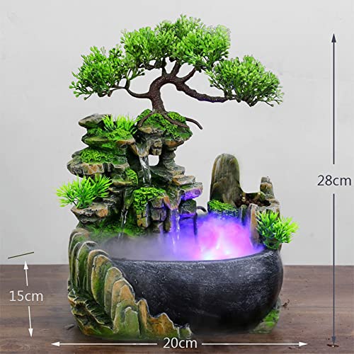 Xshelley Indoor Tabletop Fountains ， Rockery, Water, Waterfall, Plants, Desktop Fountain, atomizing humidifier Fountain, Home Office Desktop Decorations, Automatic Pump with Power Switch - Image 2