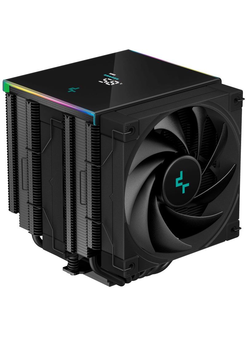 DEEPCOOL DEEPCOOL AK620 DIGITAL Cooler, ARGB, COOL, QUIET, AND POWERFUL,crystal-clear digital screen, high temperature warning, AK620 high-performance CPU cooler, premium quality materials, six advanced copper heat pipes, pure copper coldplate, ual-tower heat sink, two silent FDB fans  - Image 2