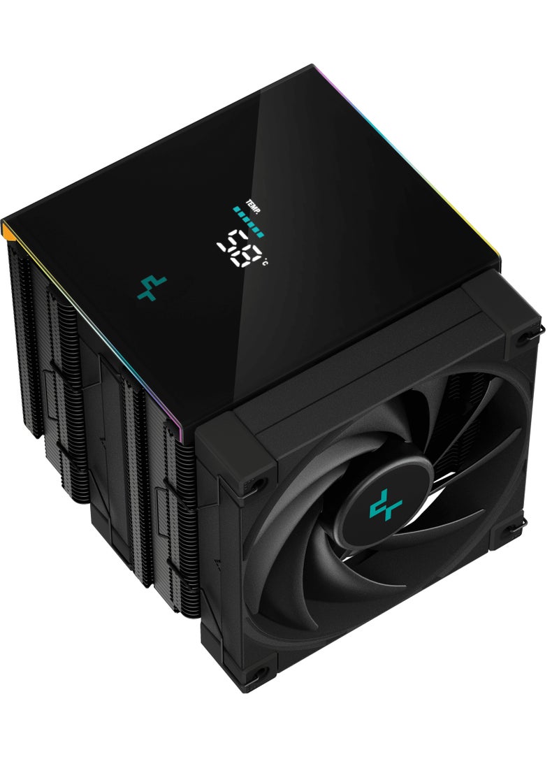DEEPCOOL DEEPCOOL AK620 DIGITAL Cooler, ARGB, COOL, QUIET, AND POWERFUL,crystal-clear digital screen, high temperature warning, AK620 high-performance CPU cooler, premium quality materials, six advanced copper heat pipes, pure copper coldplate, ual-tower heat sink, two silent FDB fans  - Image 3
