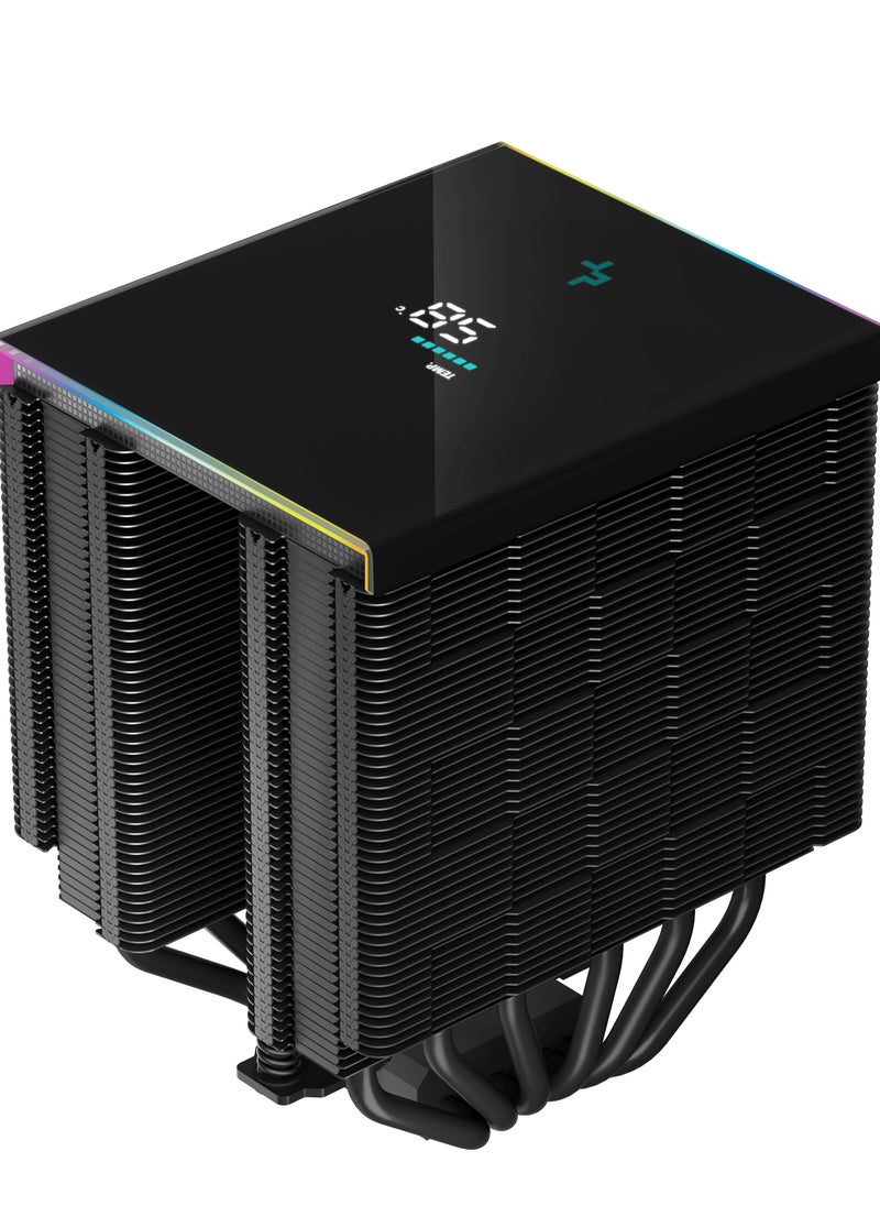 DEEPCOOL DEEPCOOL AK620 DIGITAL Cooler, ARGB, COOL, QUIET, AND POWERFUL,crystal-clear digital screen, high temperature warning, AK620 high-performance CPU cooler, premium quality materials, six advanced copper heat pipes, pure copper coldplate, ual-tower heat sink, two silent FDB fans  - Image 4