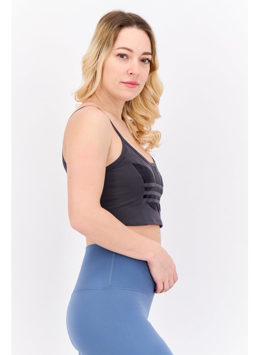 adidas Originals Women Sportswear Fit Sleeveless Training Cropped Top, Dark Grey  - Image 2