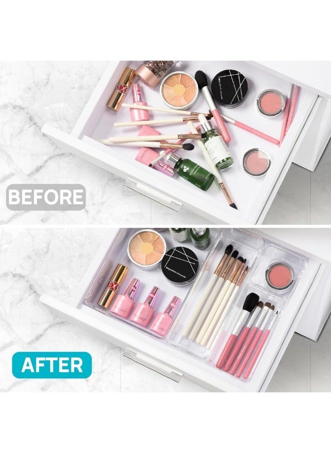 RUIXZSS 25 PCS Clear Plastic Drawer Organizers Set 4-Size Versatile Bathroom and Vanity Drawer Organizer Trays Storage Bins for Makeup Bedroom Kitchen Gadgets Utensils and Office  - Image 5