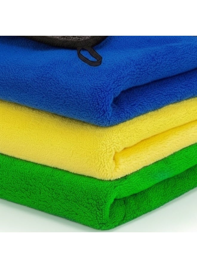 JIHAM 3pcs Microfiber Car Drying Towel for Car Cleaning and Detailing, Double Sided, Extra Thick Plush Microfiber Towel Lint Super Absorbent Detailing Towel for Car, Windows, Screen and Kitchen - Image 3