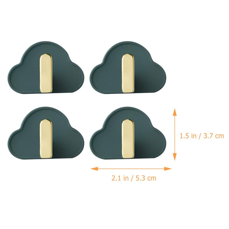 Cloud Shape Adhesive Wall Hooks 4pcs Set Plastic Nail Free Key Bag Hanger - Image 3