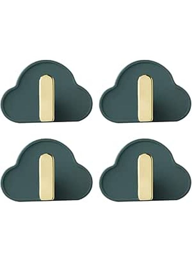 Cloud Shape Adhesive Wall Hooks 4pcs Set Plastic Nail Free Key Bag Hanger - Image 1