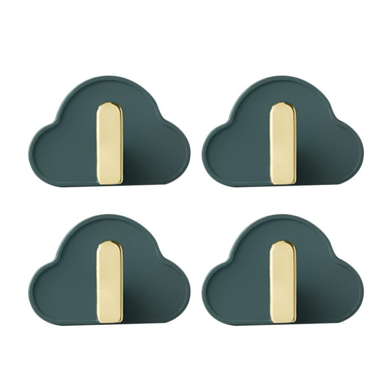 Cloud Shape Adhesive Wall Hooks 4pcs Set Plastic Nail Free Key Bag Hanger - Image 2