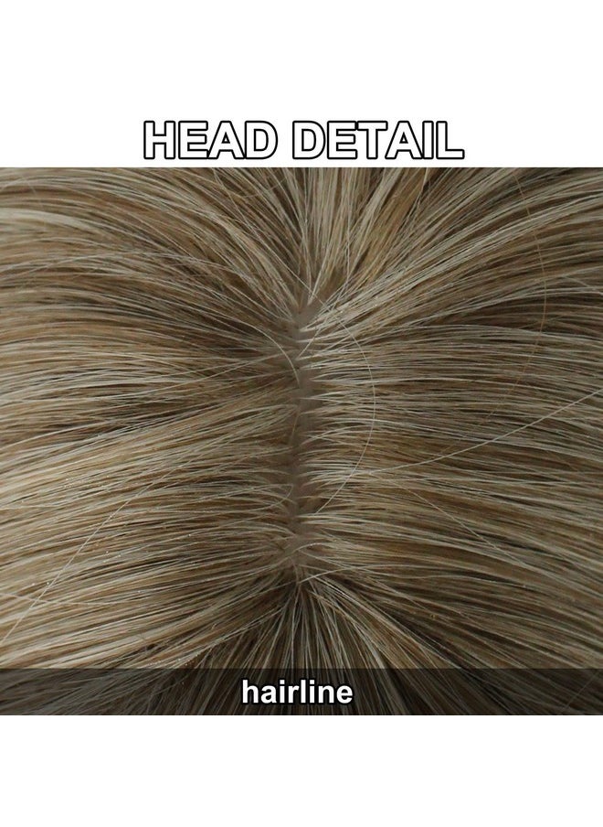 Ebingoo Ombre Blonde Wig With Bangs + Wig Cap Ombre Blonde Curly Wig With Bangs Blonde Wavy Wig For Women Synthetic Wigs Ombre Wig With Middle Part Heat Resistant Wig For Girls Women Daily Wear  - Image 5