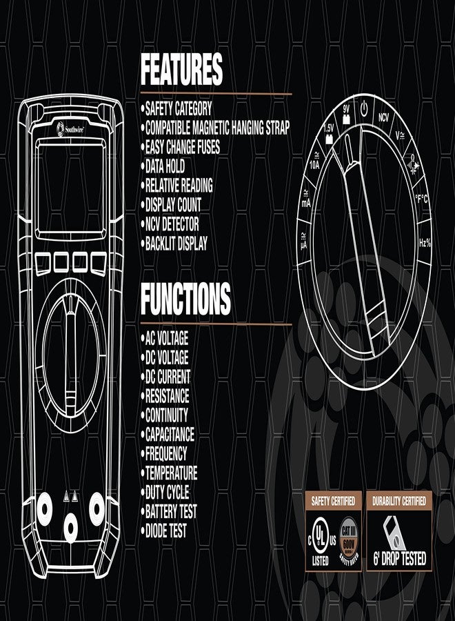 Southwire 10041N Auto Multimeter;Black/Brown - Image 3