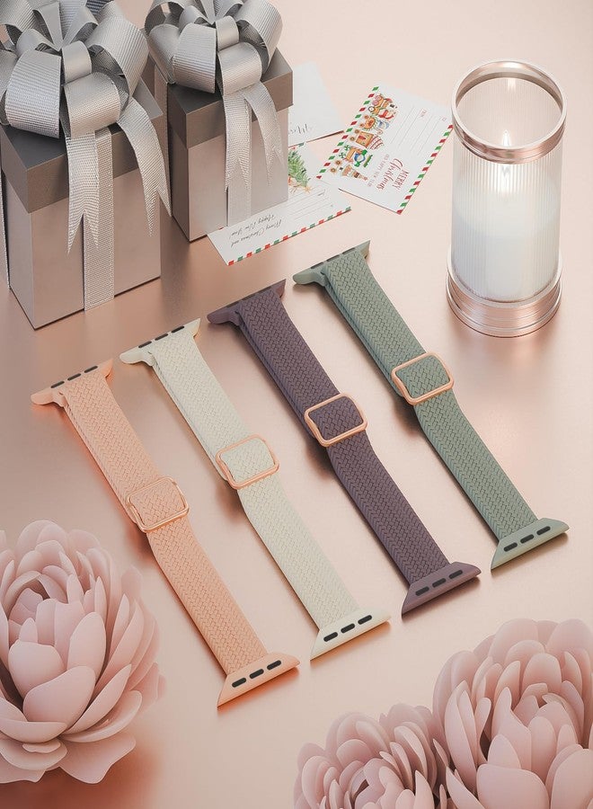 4 قطع من حزام ساعة Apple Watch 38 مم 42 مم 40 مم 44 مم 41 مم 45 مم 46 مم 49 مم للنساء والرجال، حزام رفيع من النايلون بحلقة فردية لسلسلة iWatch 11 10 9 8 7 SE 6 5 4 3 Ultra - Image 2