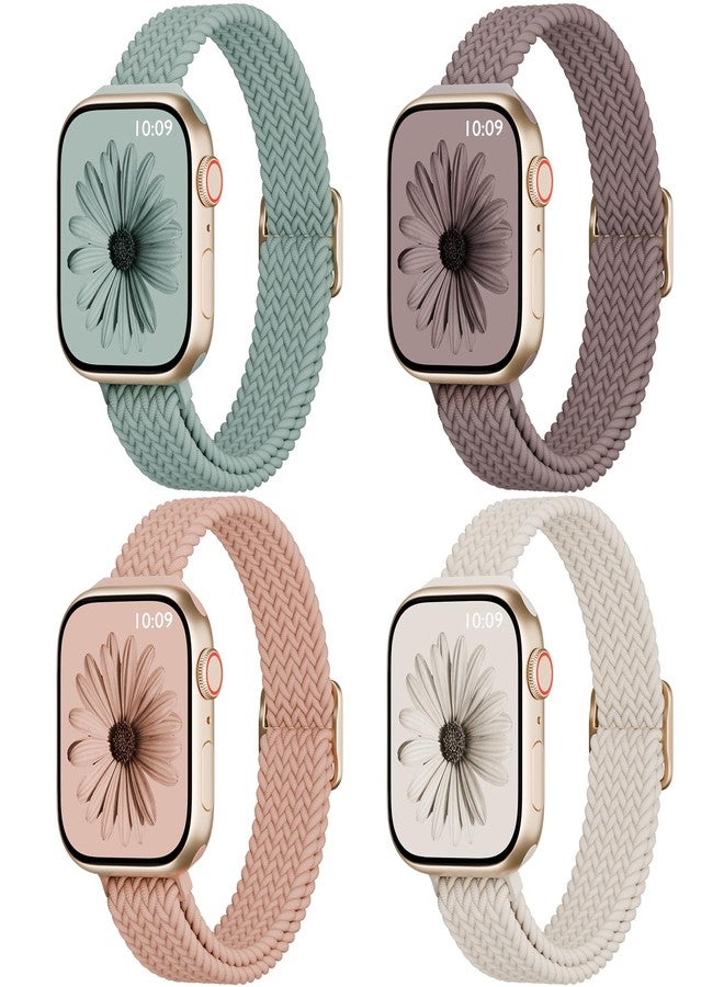 4 قطع من حزام ساعة Apple Watch 38 مم 42 مم 40 مم 44 مم 41 مم 45 مم 46 مم 49 مم للنساء والرجال، حزام رفيع من النايلون بحلقة فردية لسلسلة iWatch 11 10 9 8 7 SE 6 5 4 3 Ultra - Image 1