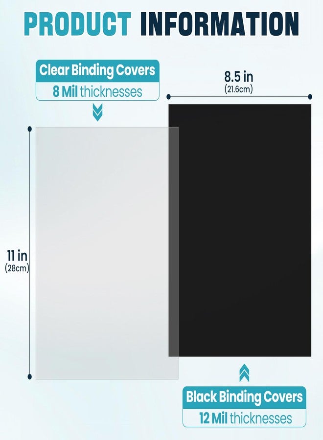 CAREGY 240 Pack Binding Covers and Backs Set 8.5 x 11 Inches, Including 120 Pack 8Mil Clear PVC, 120 Pack 12Mil Sand-Textured Polycovers Letter Size - Image 2