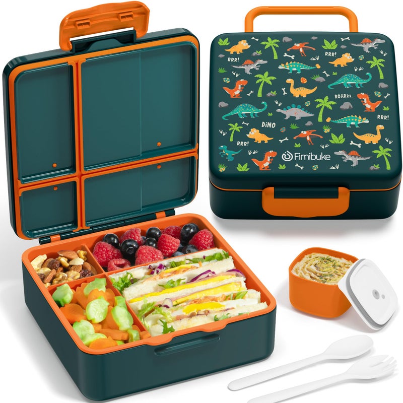 Fimibuke Bento Lunch Box for Kids Leak Proof Toddler Bento Box with 4 Compartments BPA Free Dishwasher Safe Lunch Container with Utensils Ideal Portion Sizes for Ages 312 Girls Boys for School