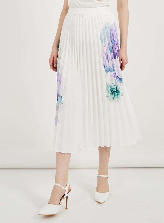 Styli Floral Print Pleated Midi Skirt  - Image 3