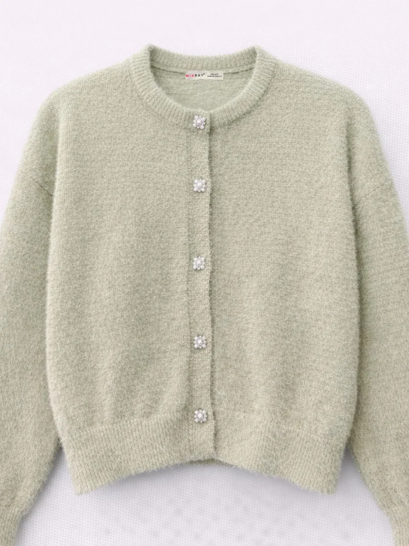 ميكسراي Mixray Buttoned Oversize Textured Cardigan