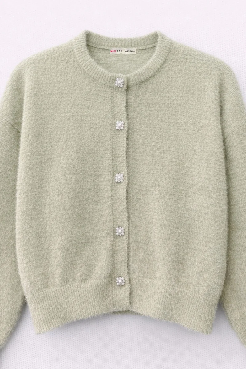 ميكسراي Mixray Oversized Jacquard Button Cardigan