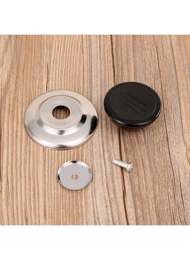 lasenersm 2 Sets Universal Pot Lid Cover Knob Handle Cookware Universal Replacement Pot Grip Knob Cap 2.7" Stainless Steel Base, Black+Silver - Image 3