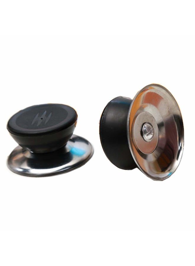 lasenersm 2 Sets Universal Pot Lid Cover Knob Handle Cookware Universal Replacement Pot Grip Knob Cap 2.7" Stainless Steel Base, Black+Silver - Image 5