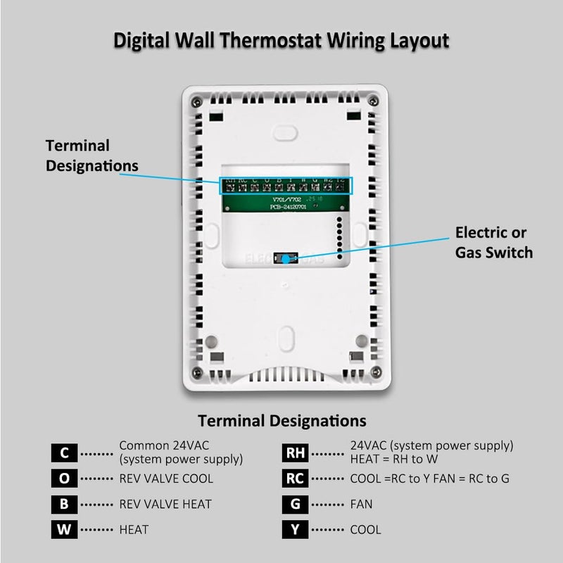 Miuputake Thermostat for Home Non-Programmable Single-Stage Systems, 1 Heat/1 Cool, Easy DIY, White Backlight - Image 5