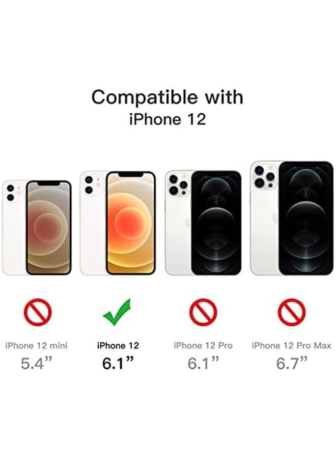 جي تيك جراب 5 في 1 لهاتف Iphone 12 مقاس 6.1 بوصة مع قطعتين من واقي الشاشة وقطعتين من واقي عدسة الكاميرا غير قابل للاصفرار وغطاء كامل من الزجاج المقوى المقاوم للصدمات وغطاء هاتف شفاف - Image 3